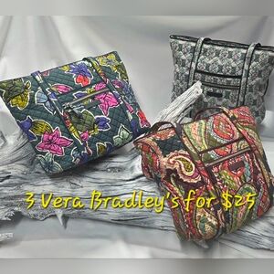 Vera Bradley Quilted Floral & Paisley Tote Trio